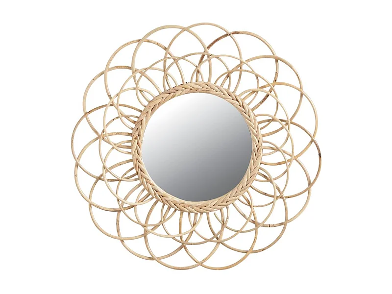 Miroir en rotin Fleur 54 cm