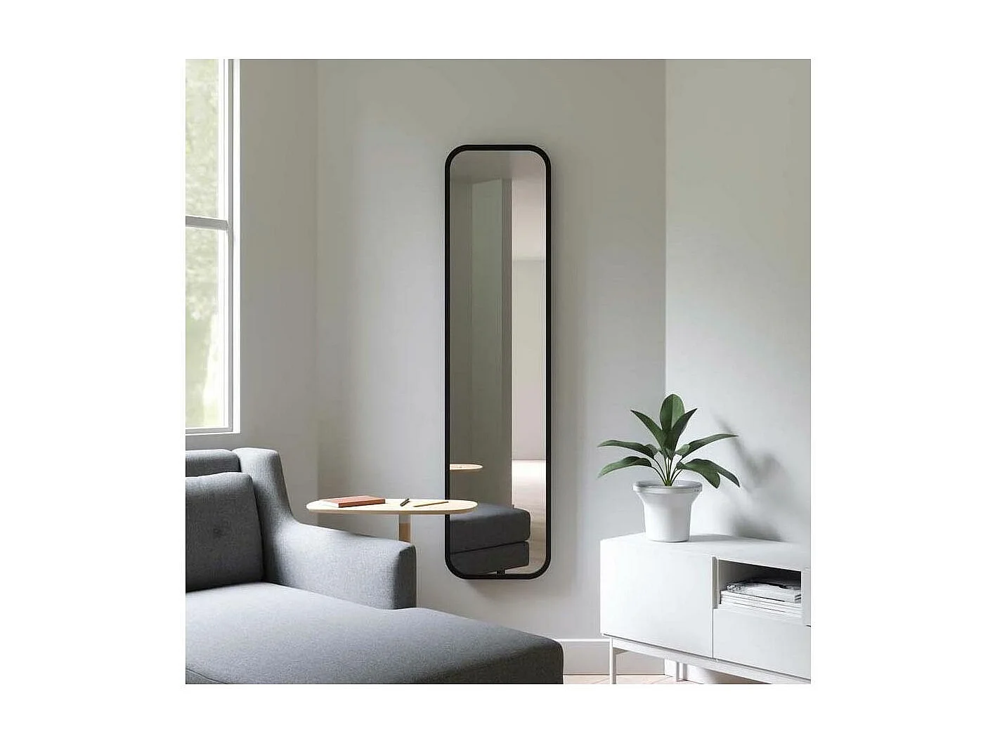 Miroir rectangulaire contour en caoutchouc mat