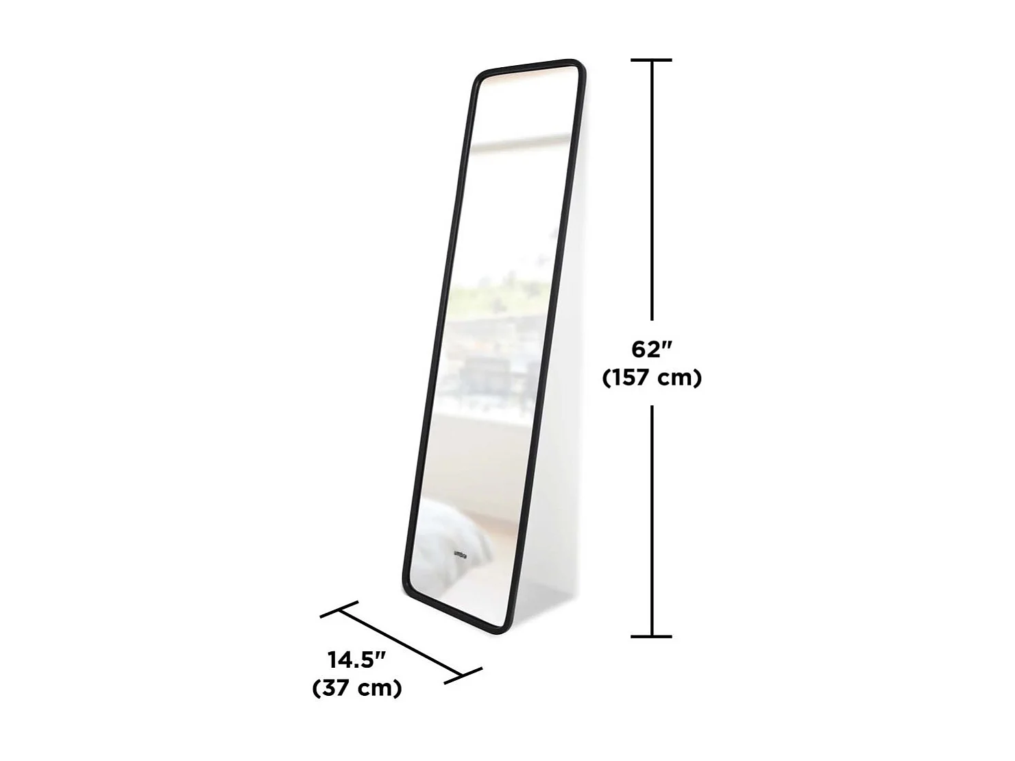 Miroir rectangulaire contour en caoutchouc mat