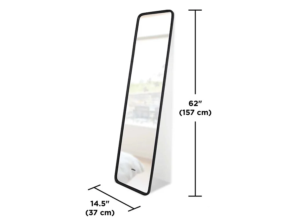 Miroir rectangulaire contour en caoutchouc mat