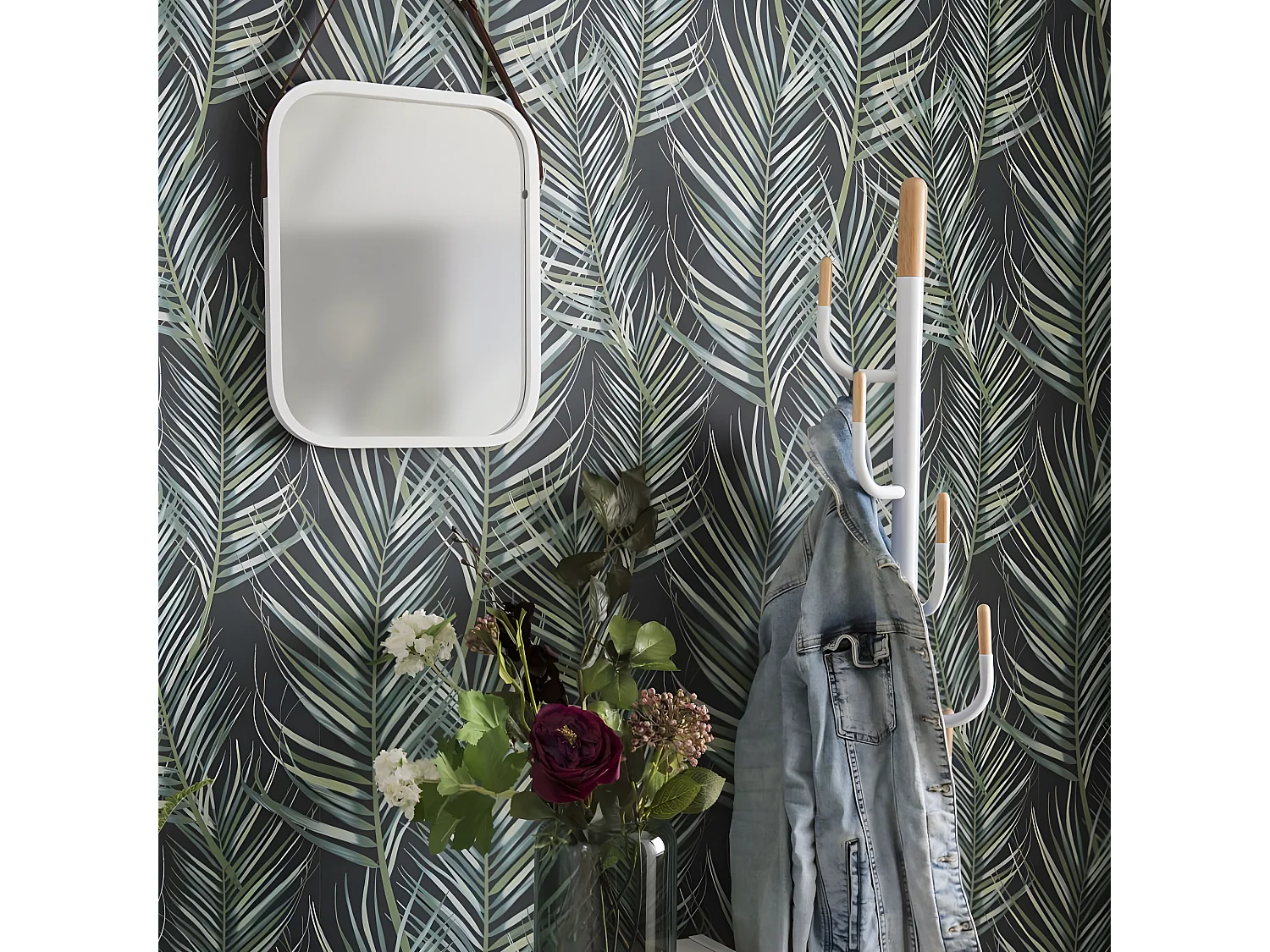 Miroir carré en bambou à suspendre Idyllic