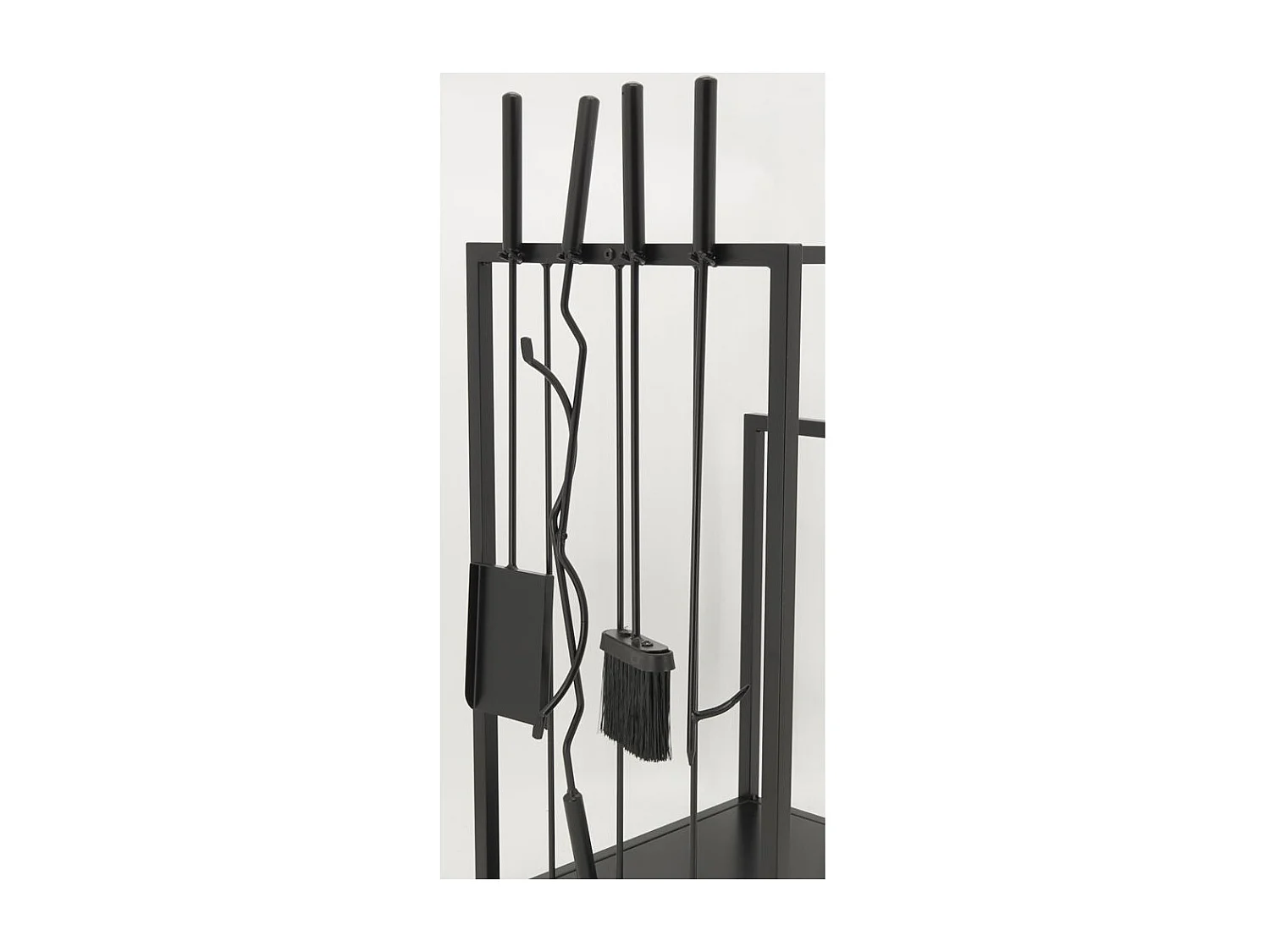 Porte-bûches en métal noir + 4 accessoires