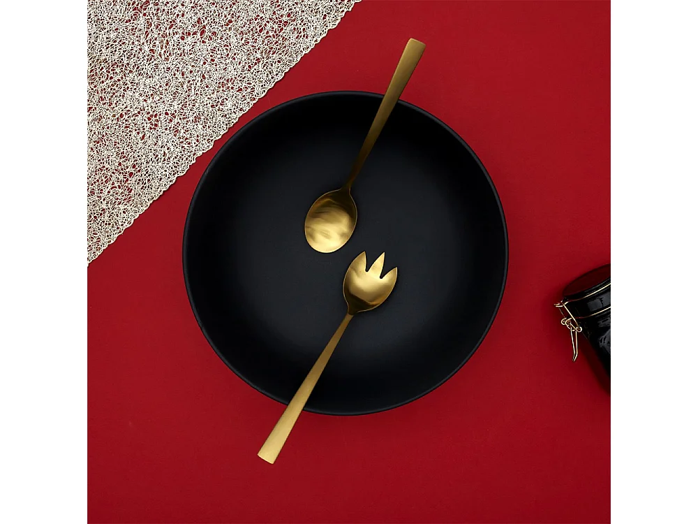 Couverts à salade en inox brossé (Lot de 2)