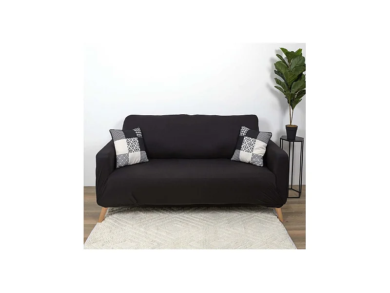 Housse Extensible Canape Deux Places Noir Noir