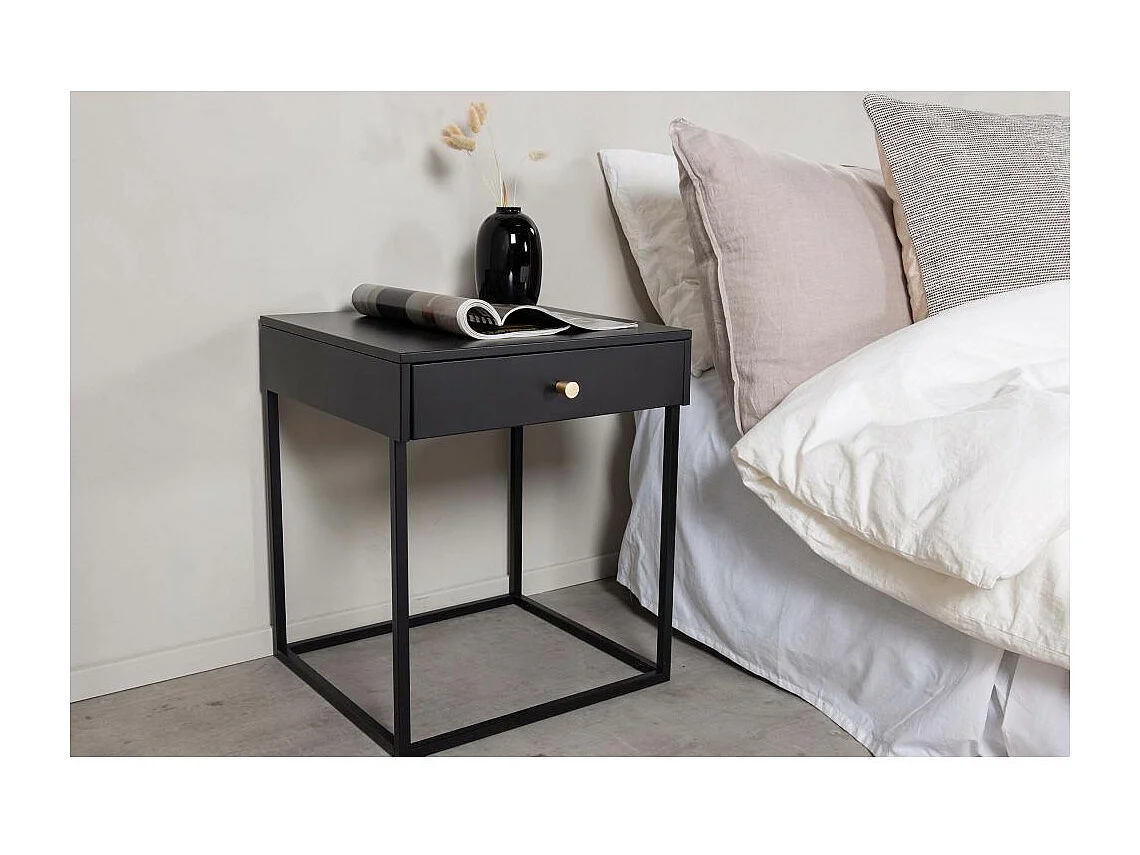 Table de Chevet Avec Tiroir "Bakal" 50cm Noir