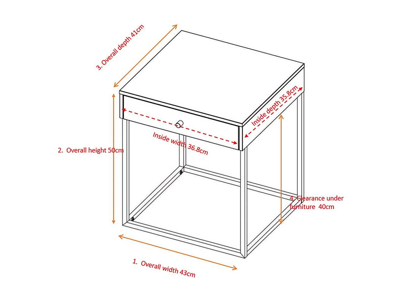 Table de Chevet Avec Tiroir "Bakal" 50cm Blanc