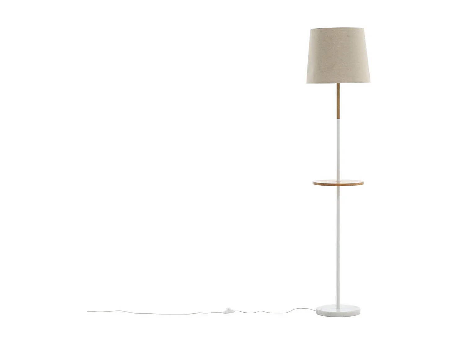 Hattman éclairage lampadaire 36x36x165cm tissu beige, blanc, bois.