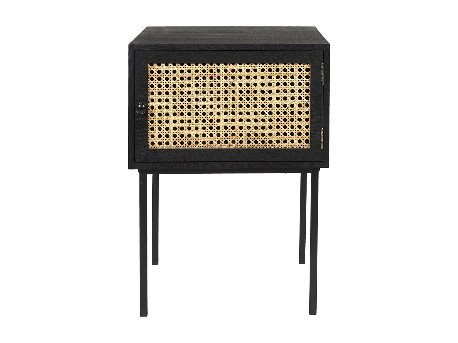 Chevet Cannage 1 Porte Noir Marron, Noir