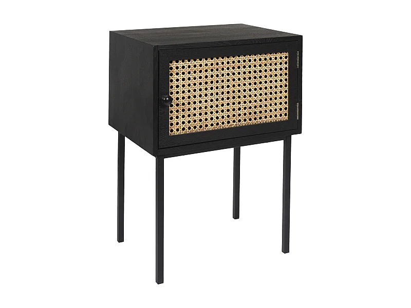 Chevet Cannage 1 Porte Noir Marron, Noir