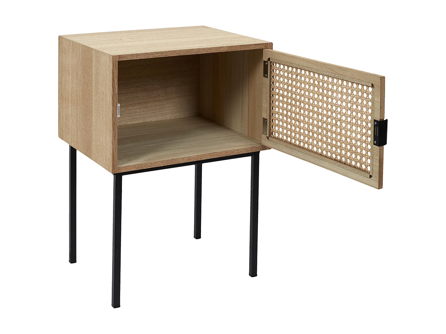 Chevet Cannage 1 Porte Bois Marron