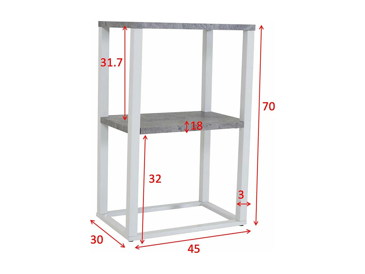 Nachttisch aus Stahl und MDF in Teakholzoptik Rise