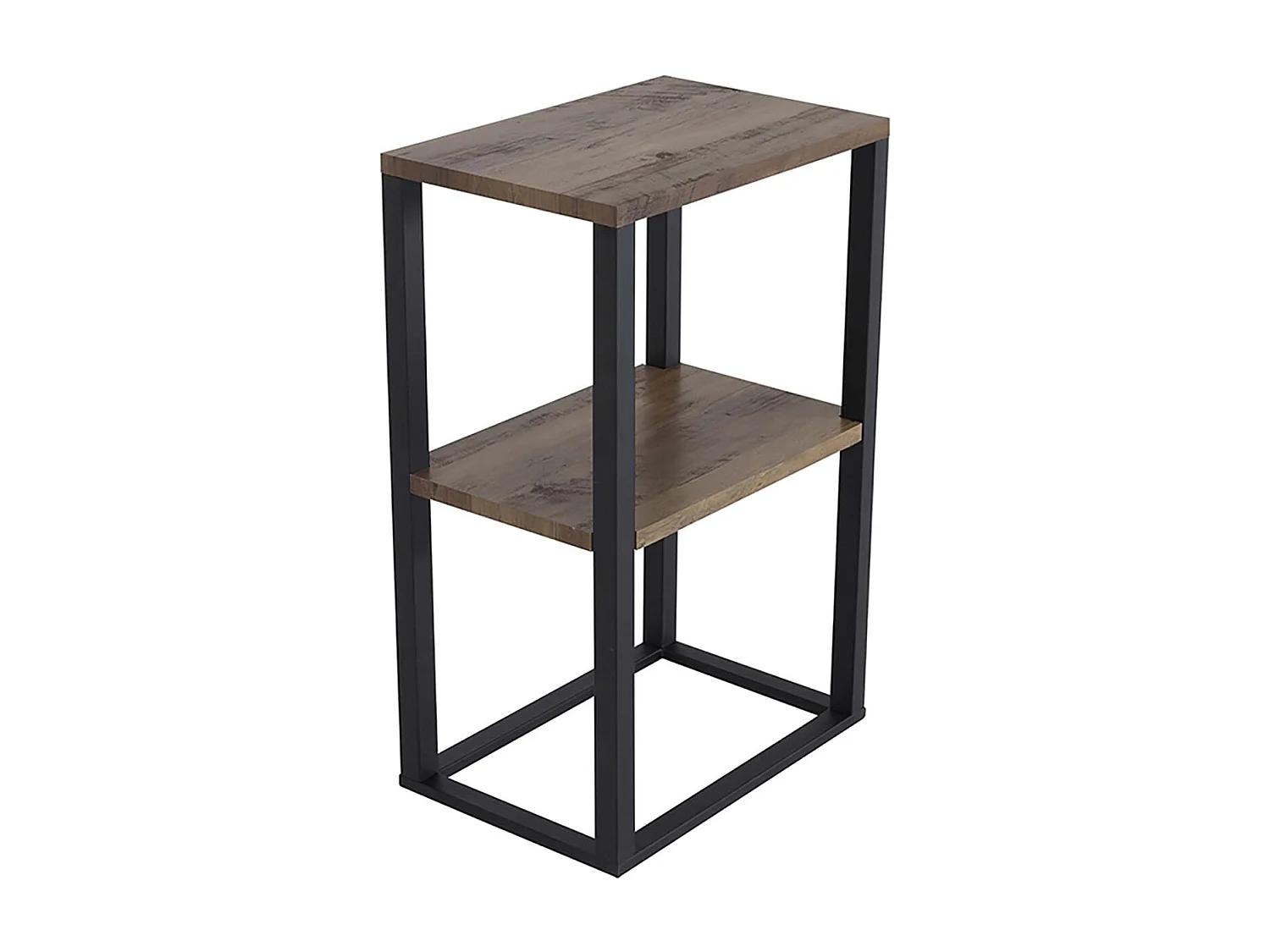 Nachttisch aus Stahl und MDF in Teakholzoptik Rise