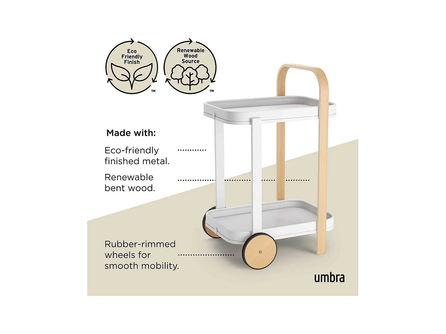 Desserte avec roulettes Bellwood Blanc  Umbra