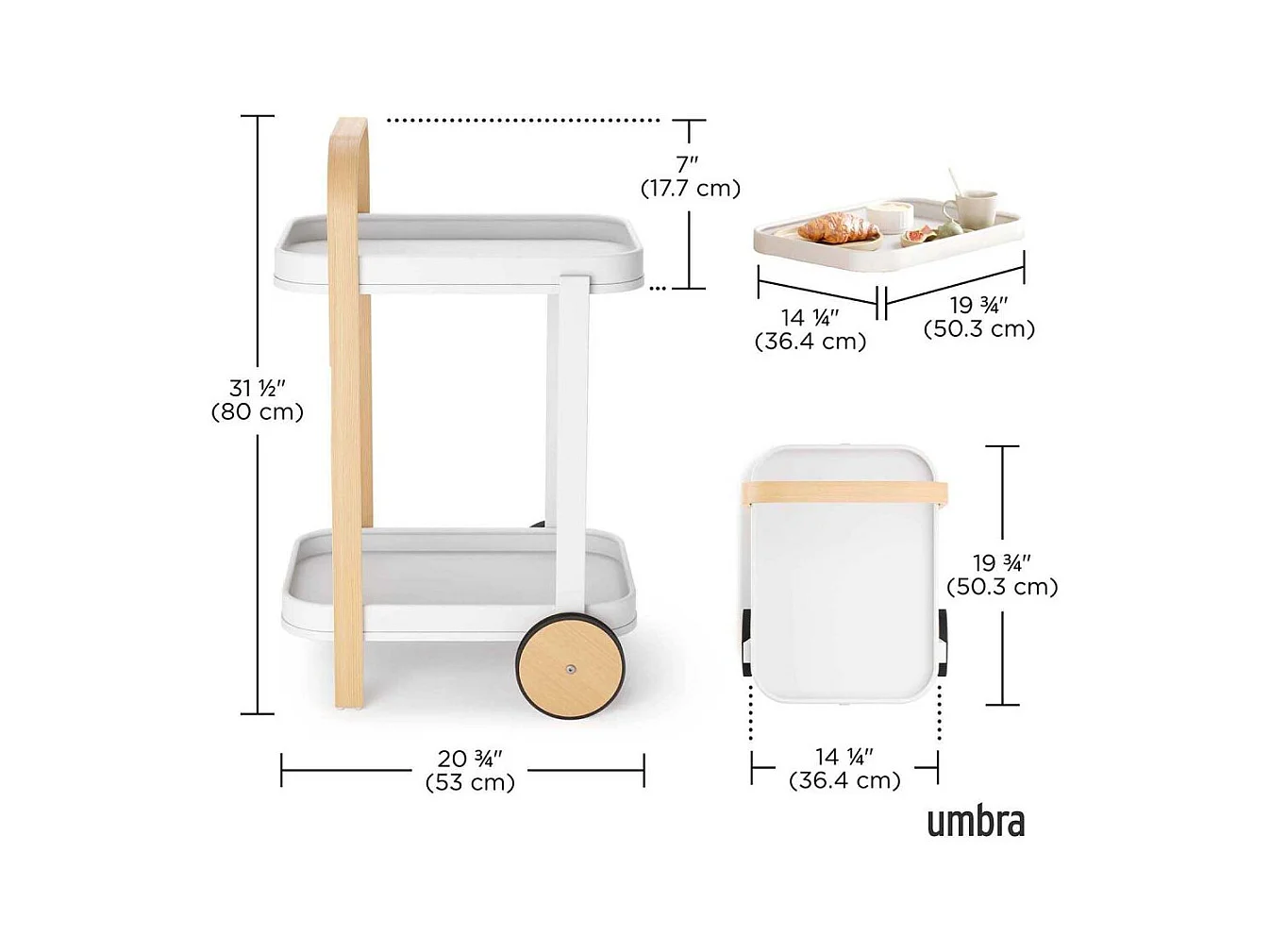 Desserte avec roulettes Bellwood Blanc  Umbra