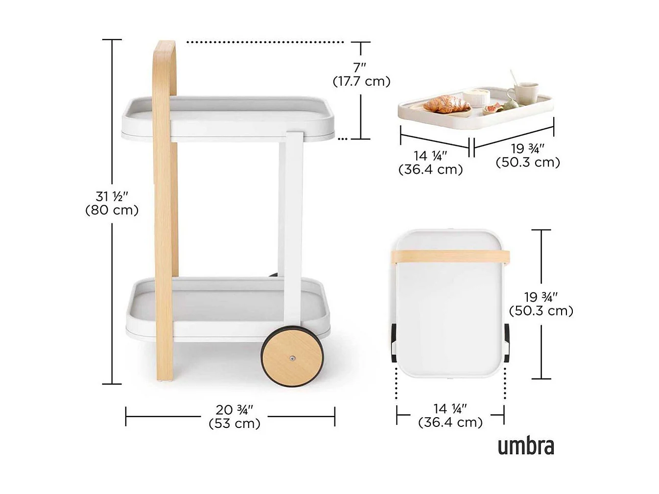 Desserte avec roulettes Bellwood Blanc  Umbra