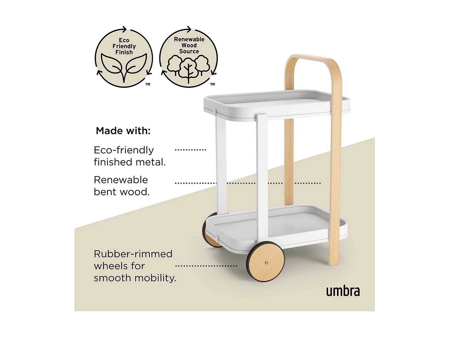 Desserte avec roulettes Bellwood Blanc  Umbra