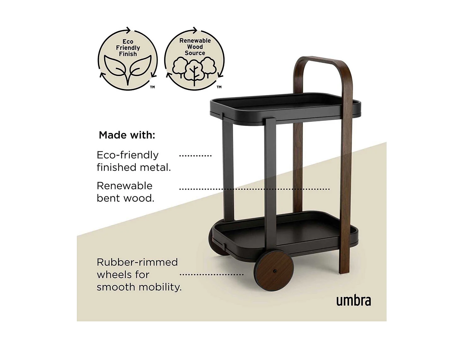 Desserte en acier 2 plateaux  Bellwood