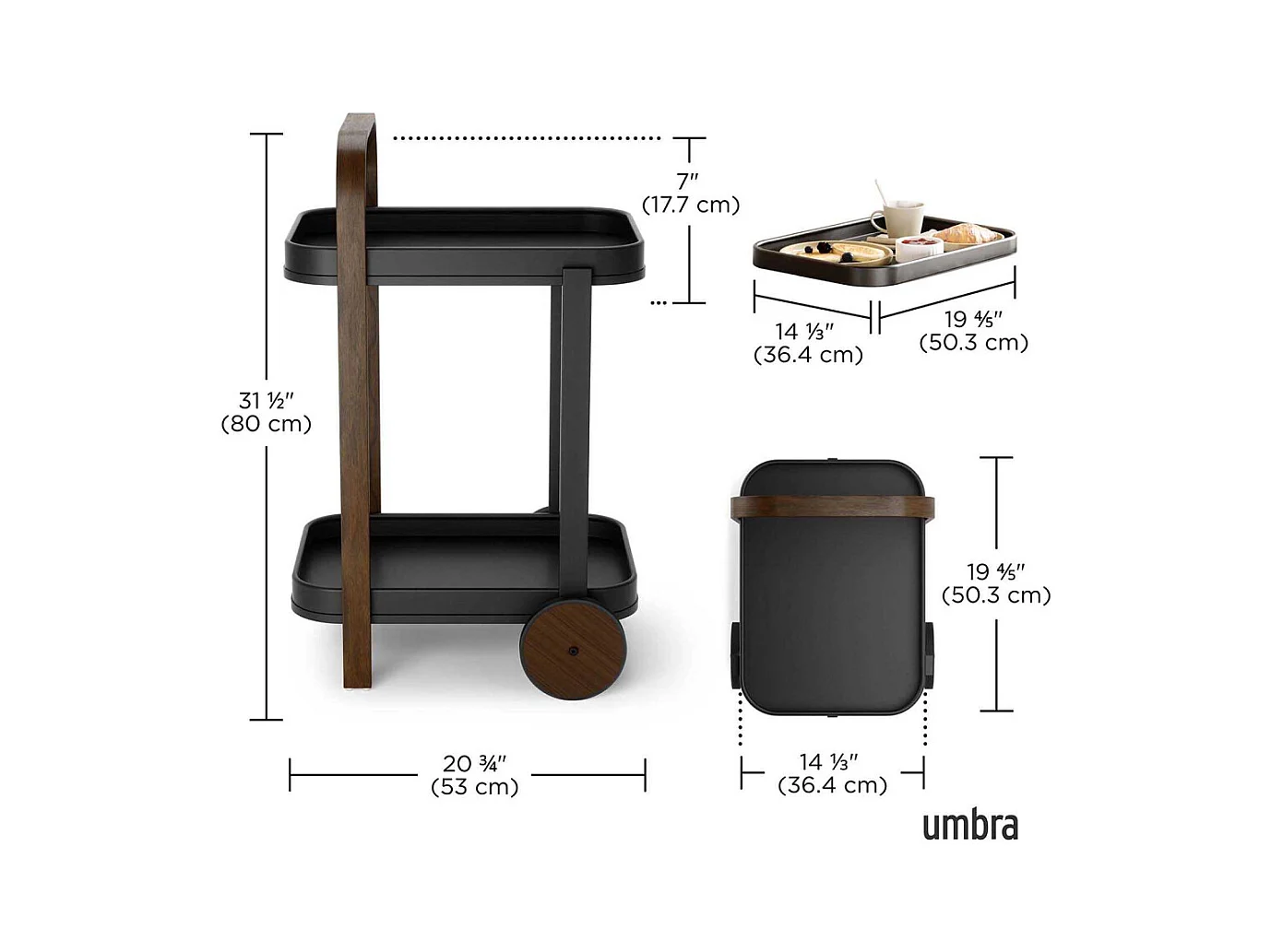 Desserte en acier 2 plateaux  Bellwood