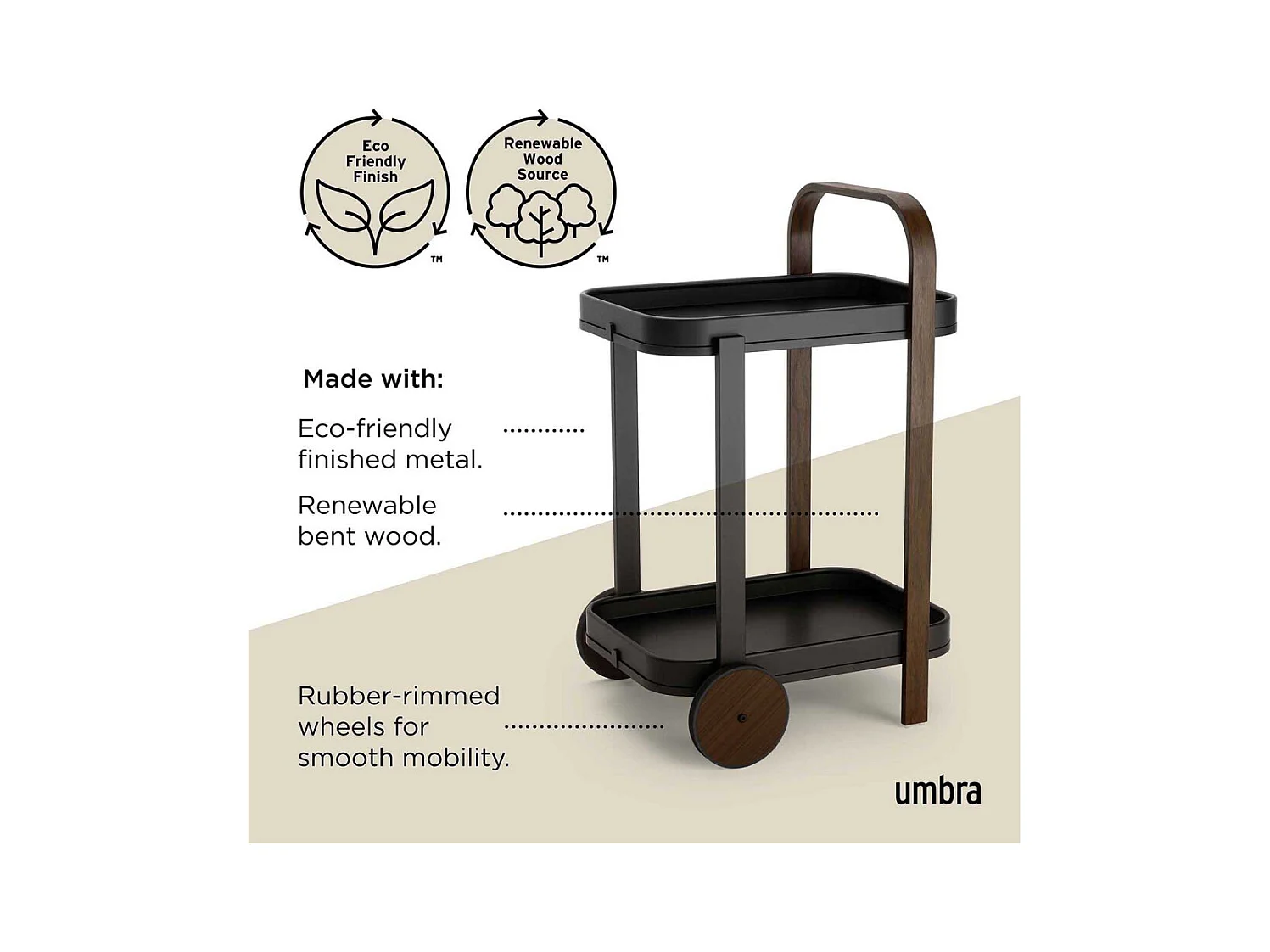 Desserte en acier 2 plateaux  Bellwood