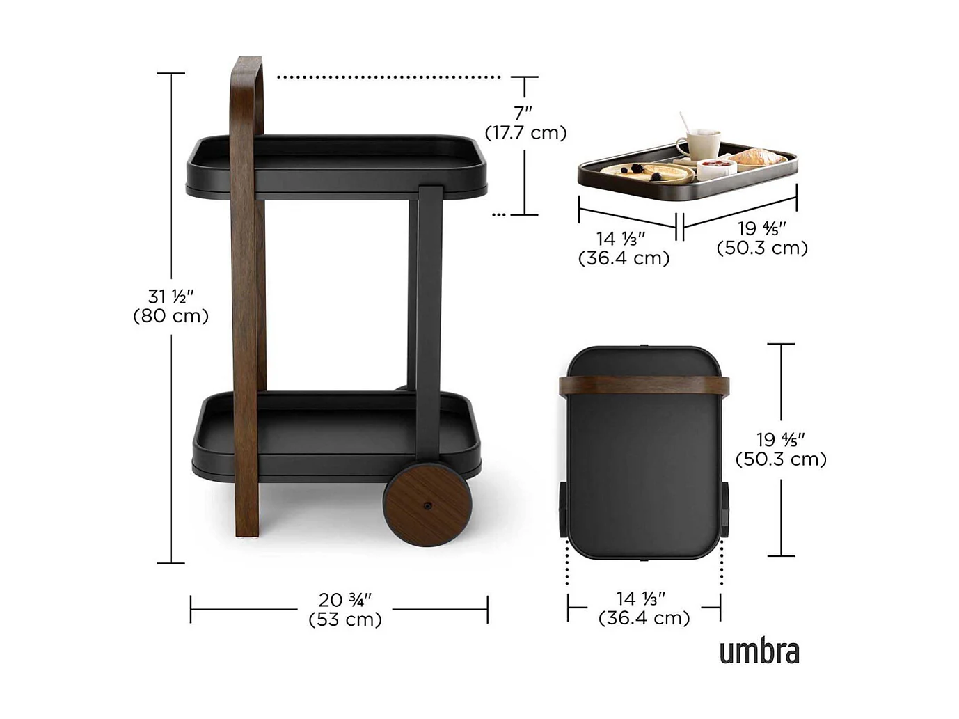 Desserte en acier 2 plateaux  Bellwood