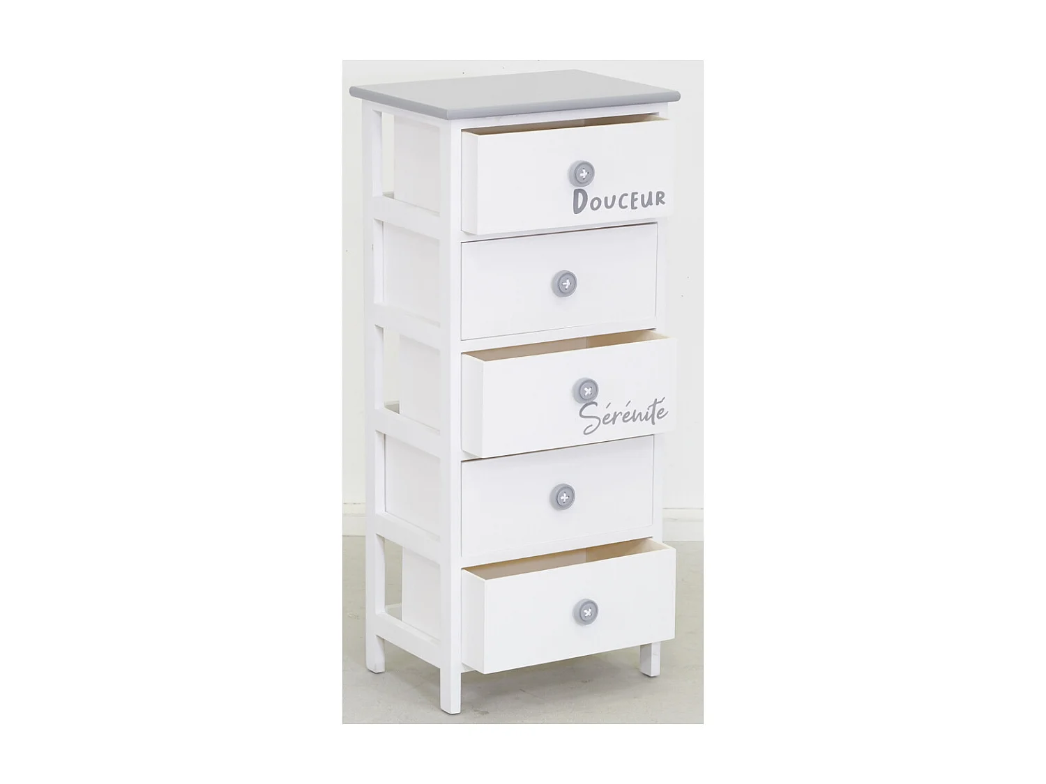 Commode/Chiffonnier bois ' Sérénité et Douceur ' 5 tiroirs