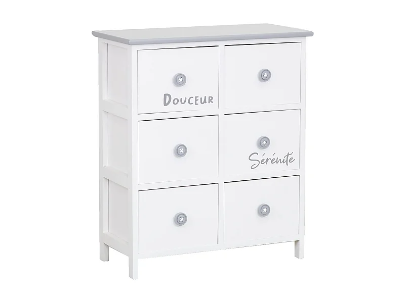 Commode/Chiffonnier bois ' Sérénité et Douceur ' 6 tiroirs