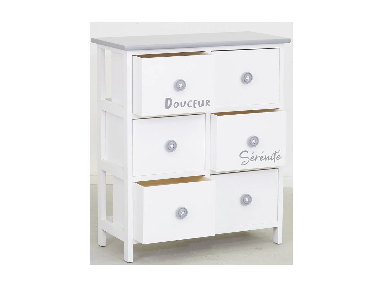 Commode/Chiffonnier bois ' Sérénité et Douceur ' 6 tiroirs