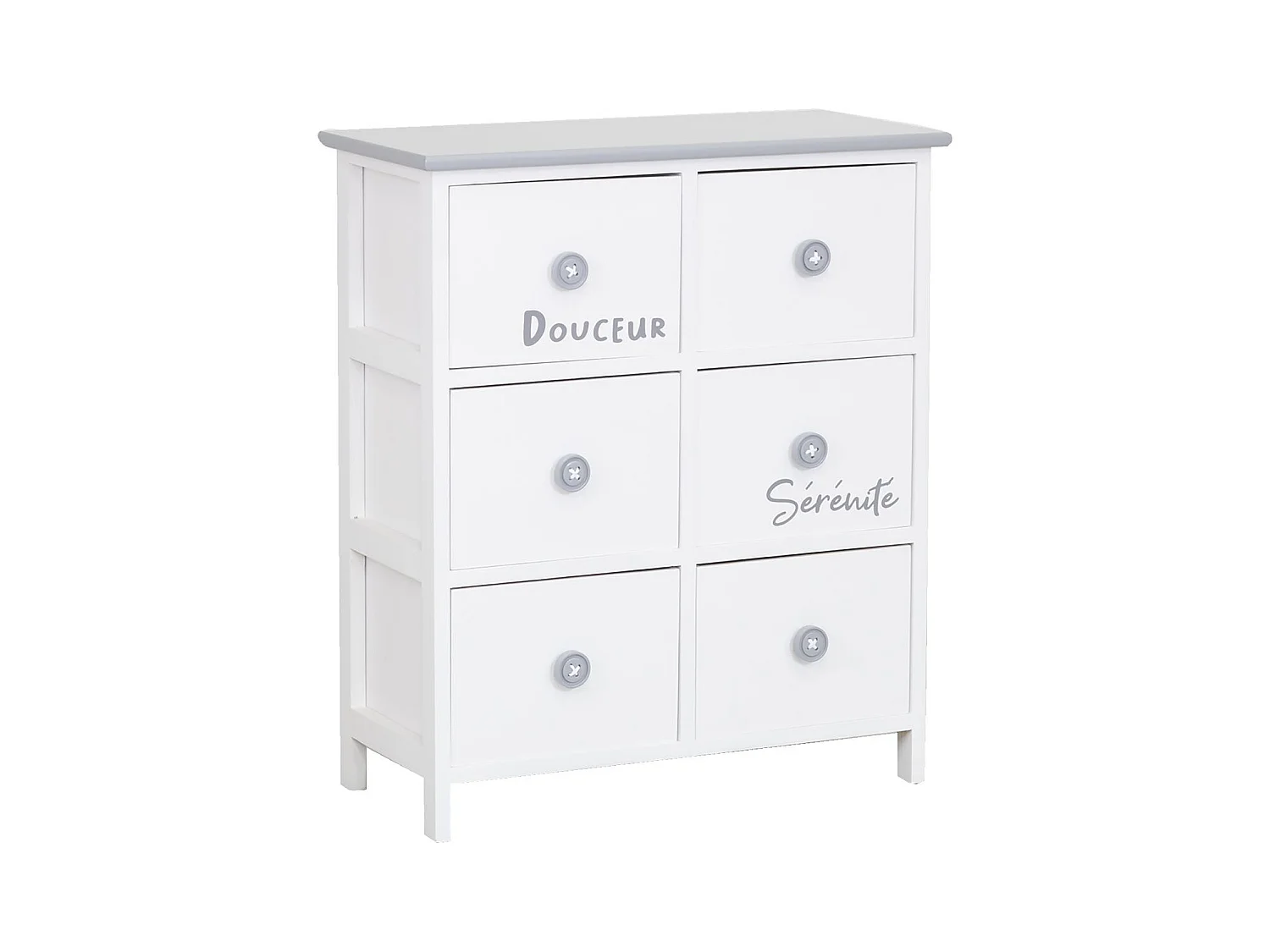 Commode/Chiffonnier bois ' Sérénité et Douceur ' 6 tiroirs
