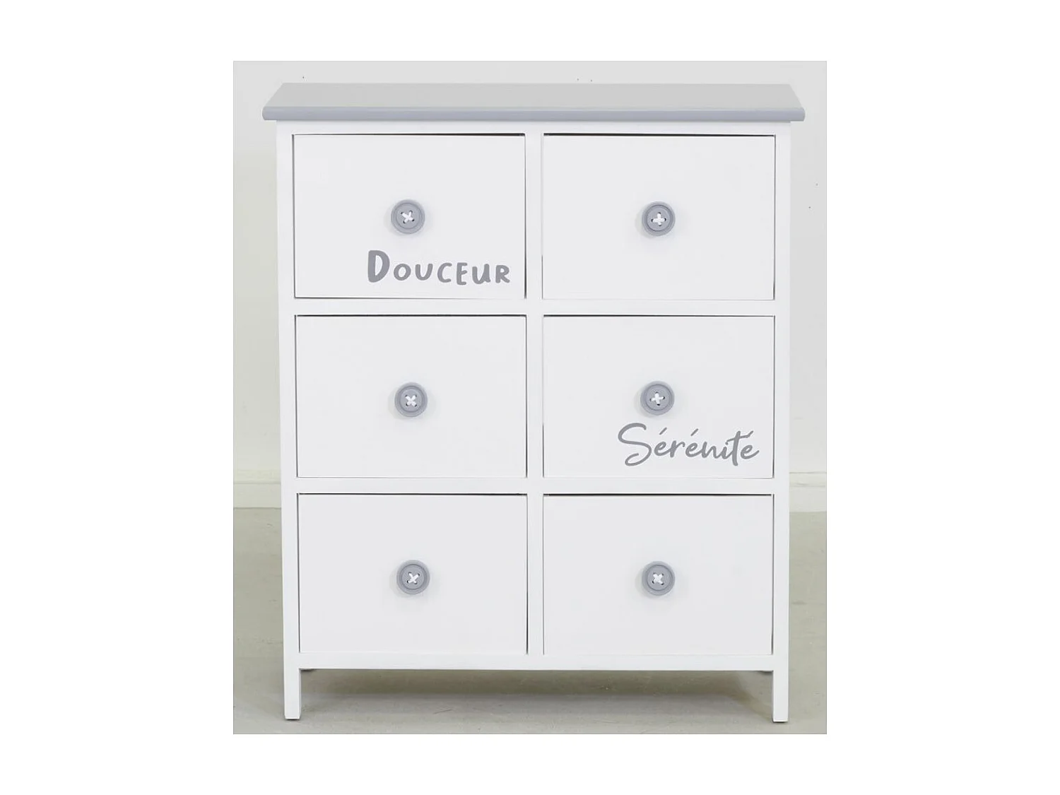 Commode/Chiffonnier bois ' Sérénité et Douceur ' 6 tiroirs