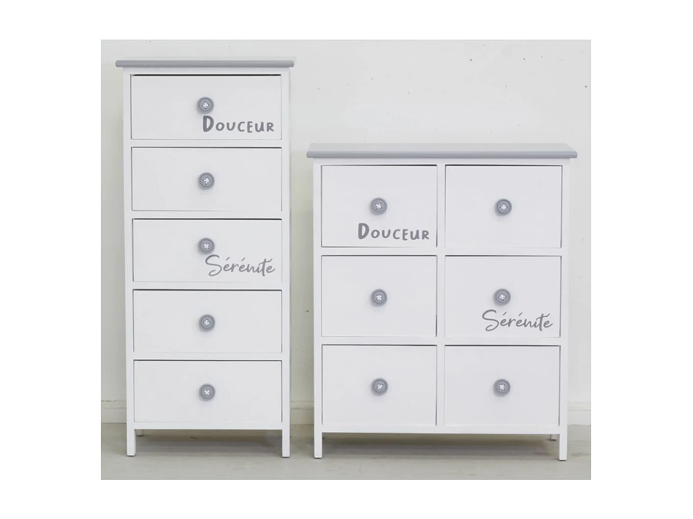 Commode/Chiffonnier bois ' Sérénité et Douceur ' 6 tiroirs