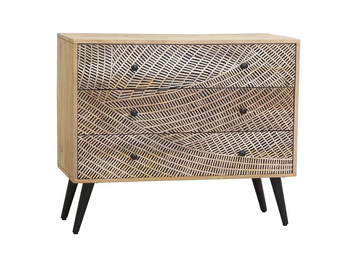 Commode en manguier gravé et métal SAVAGE