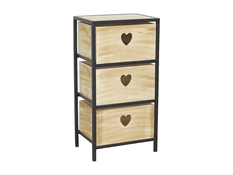 Commode 3 tiroirs en paulownia Lovely 3 tiroirs