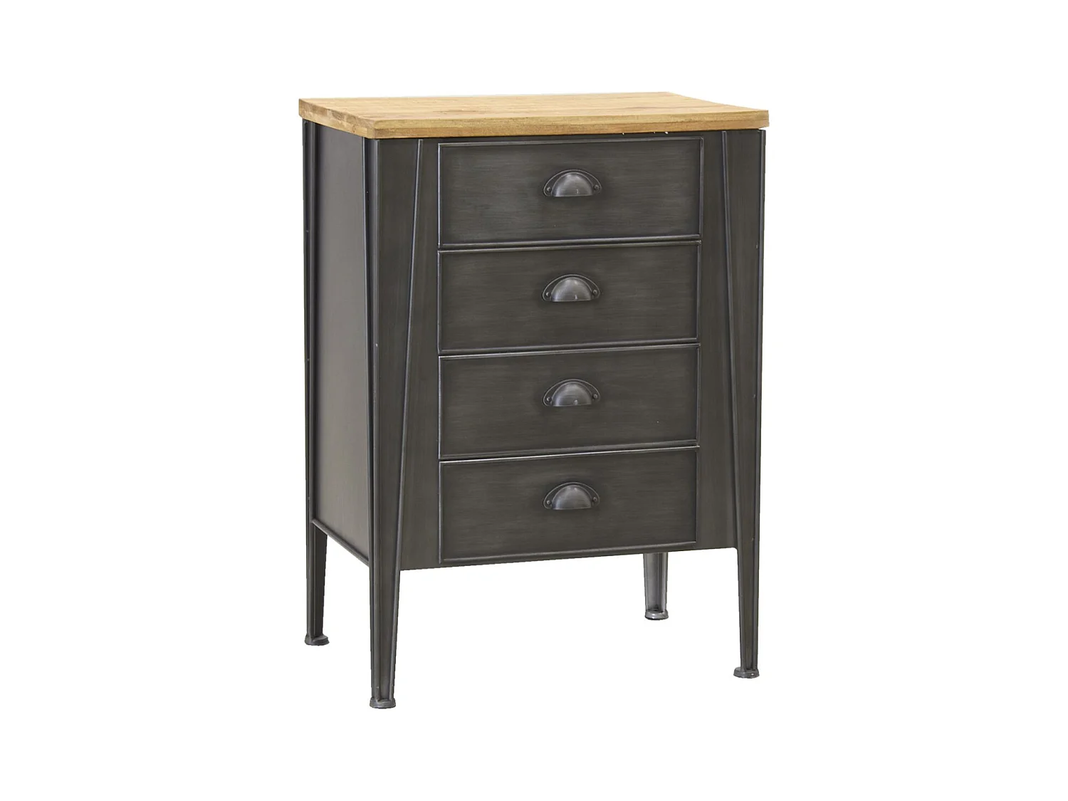 Commode en métal et sapin