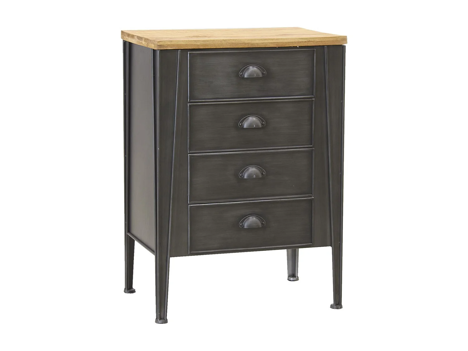 Commode en métal et sapin