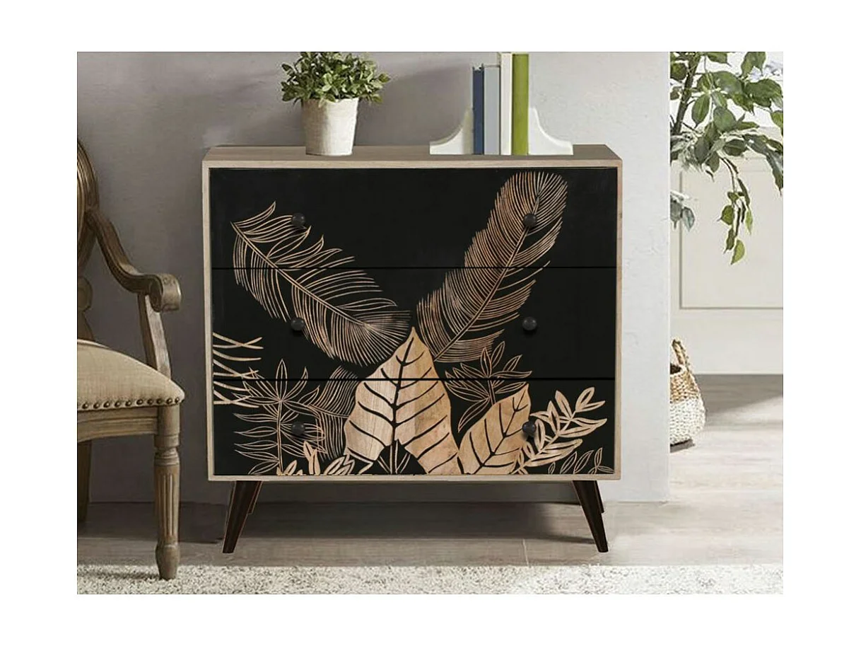Commode en manguier naturel et teinté noir TROPICA
