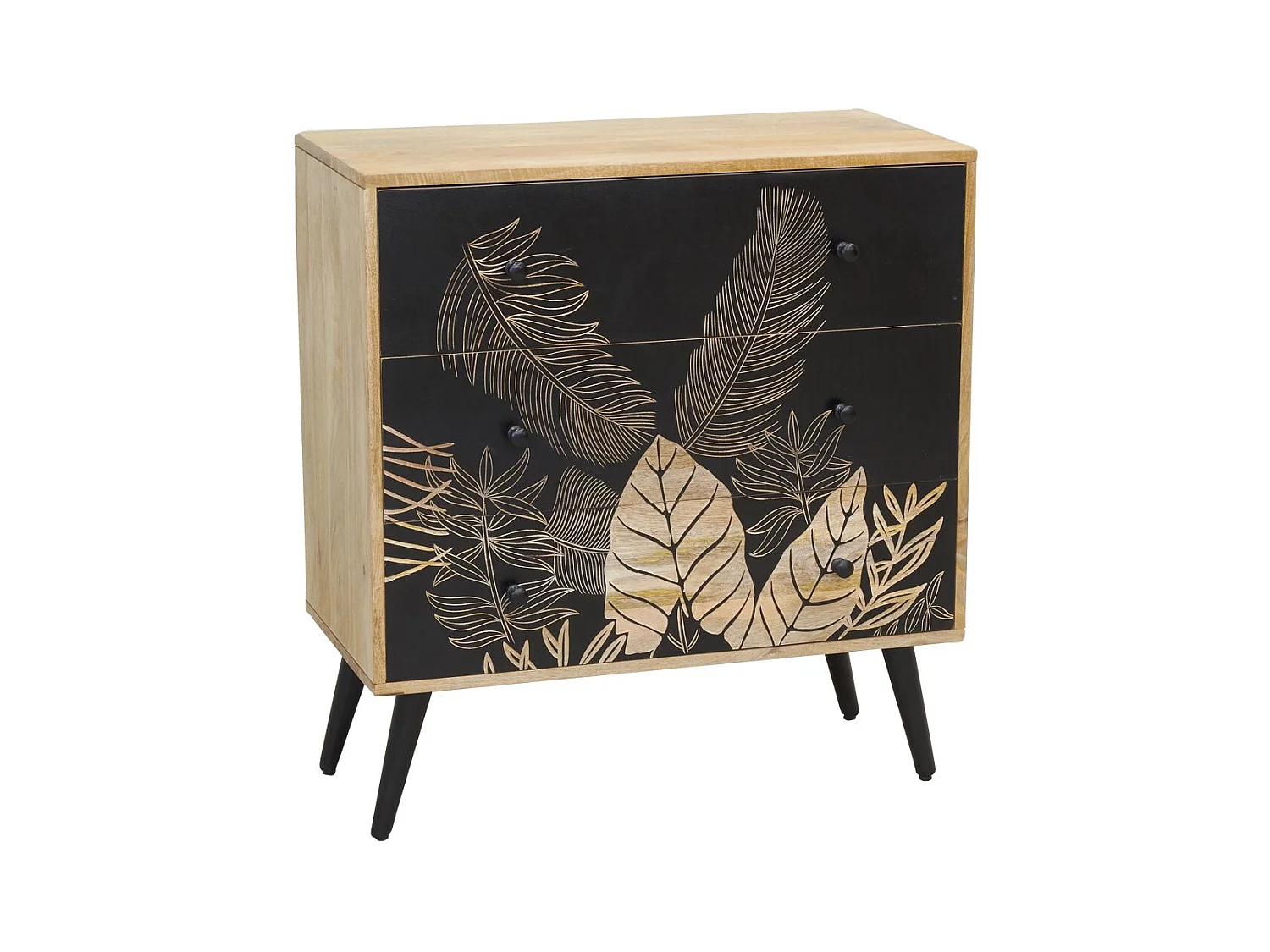 Commode en manguier naturel et teinté noir TROPICA