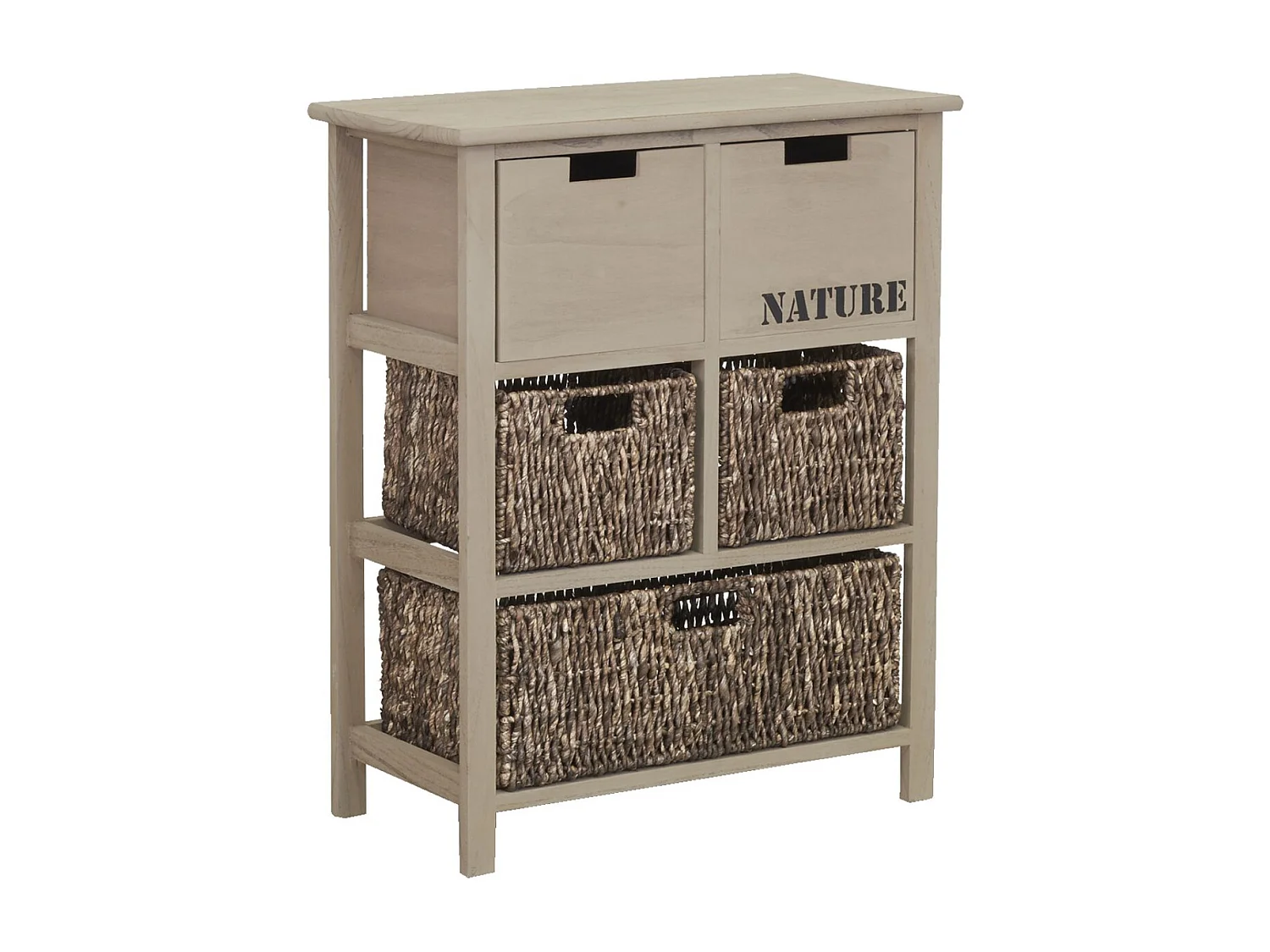 Commode en bois et maïs "Nature" 5 tiroirs