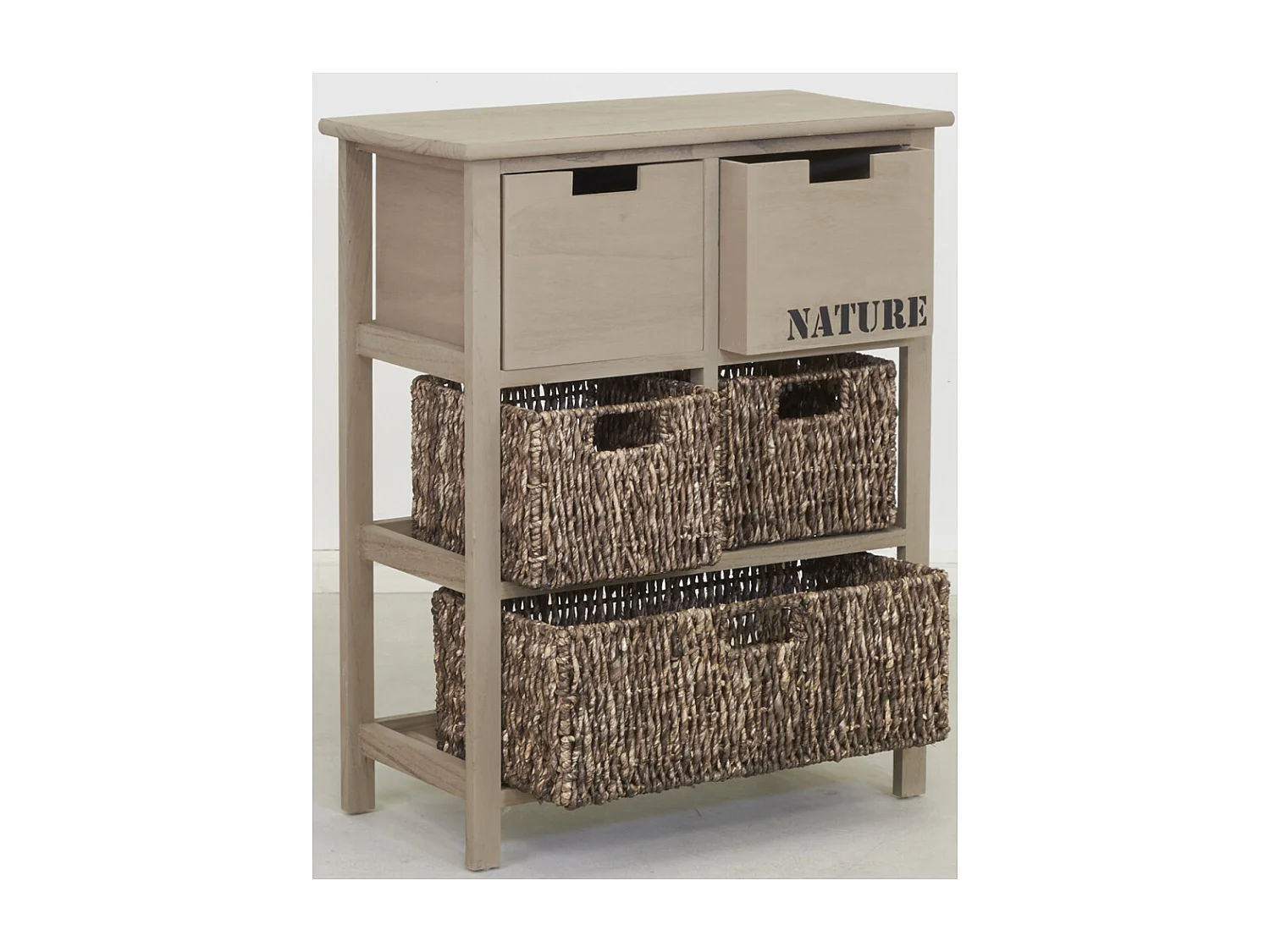 Commode en bois et maïs "Nature" 5 tiroirs