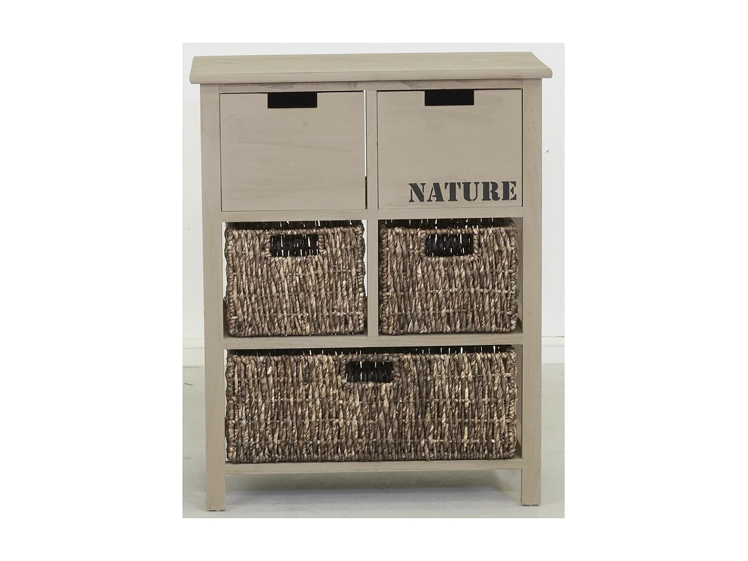 Commode en bois et maïs "Nature" 5 tiroirs