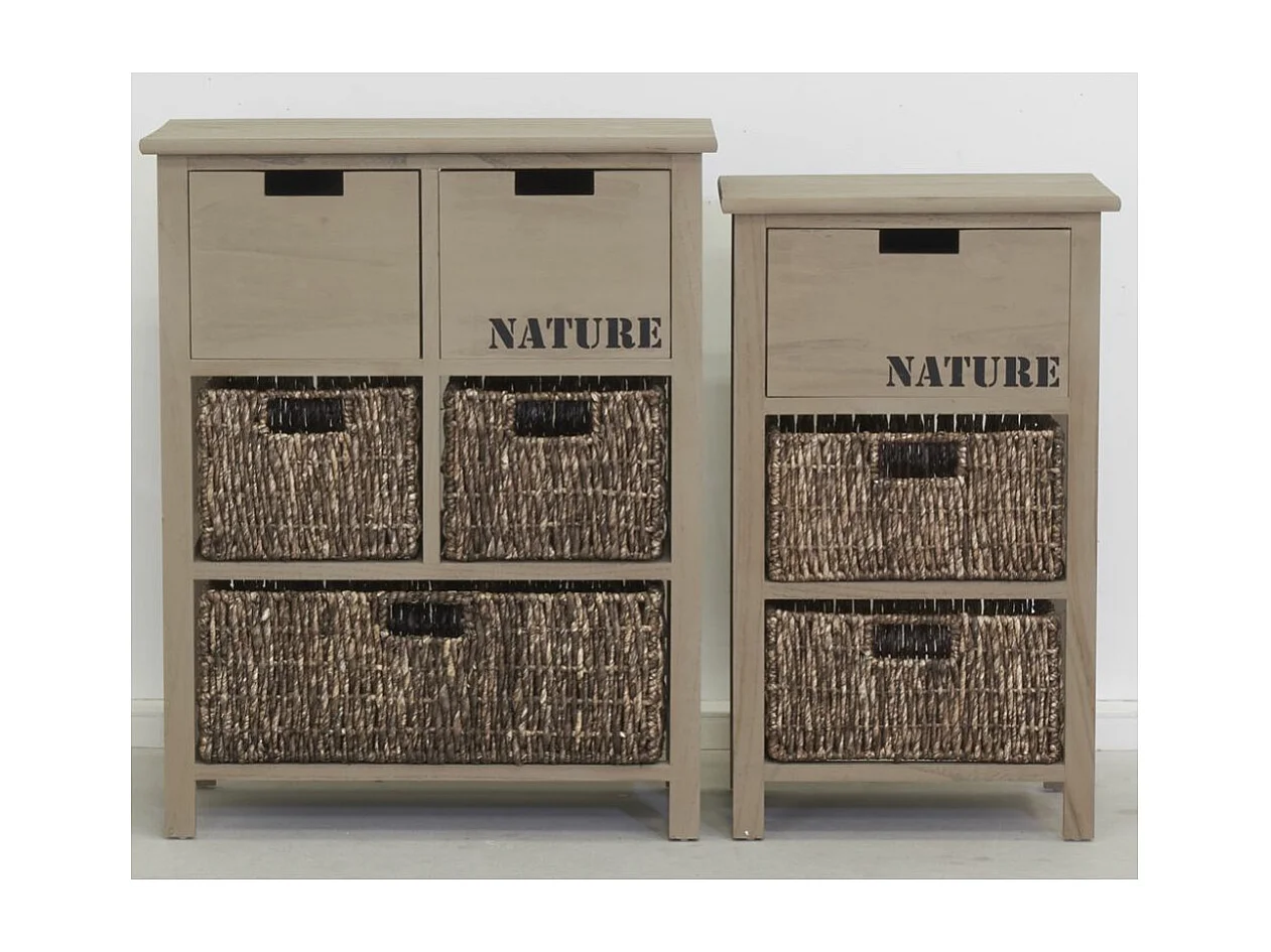 Commode en bois et maïs "Nature" 5 tiroirs