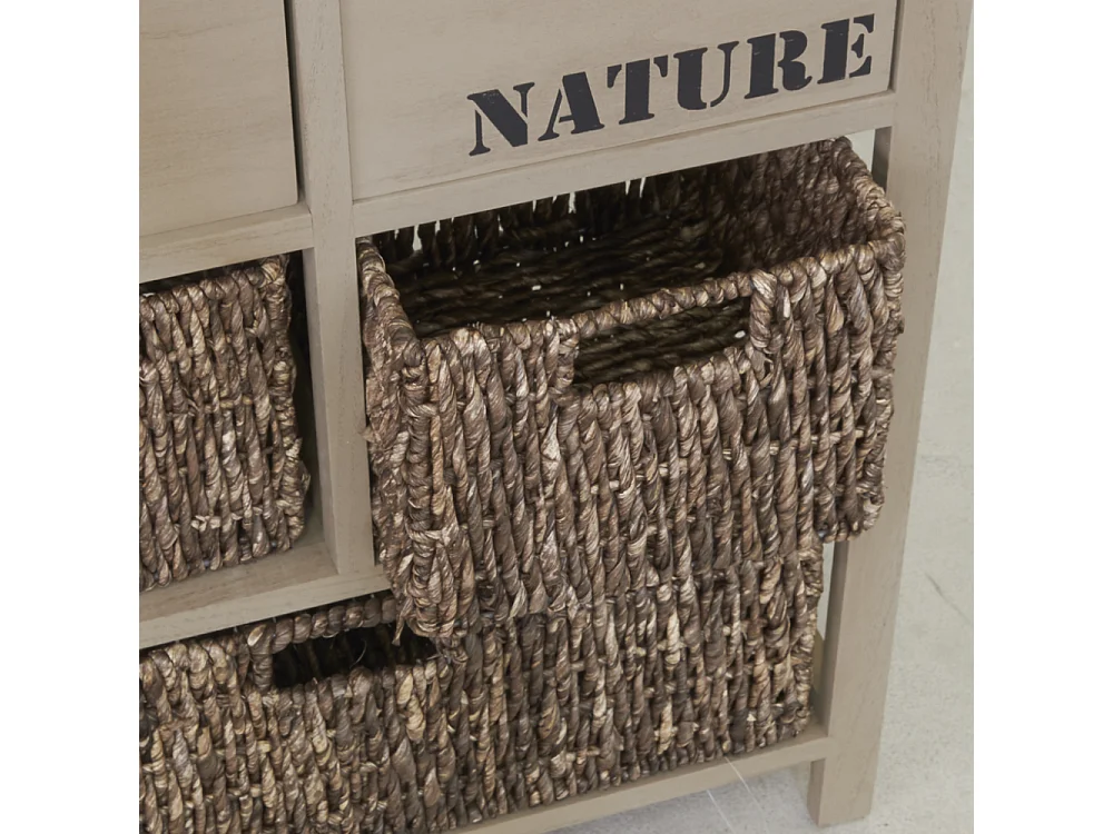 Commode en bois et maïs "Nature" 5 tiroirs