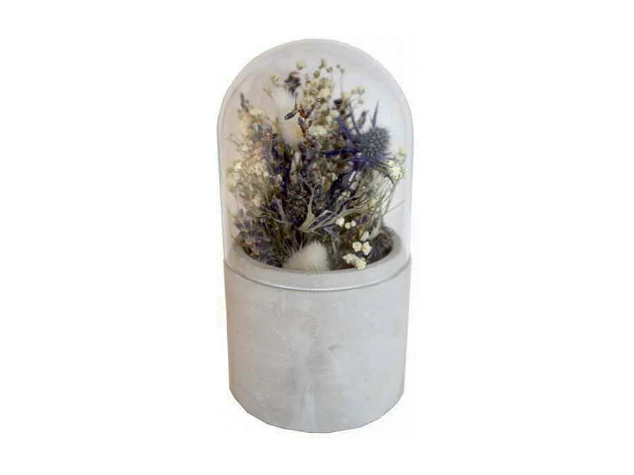 Verrine cloche fleurs séchées Bleu