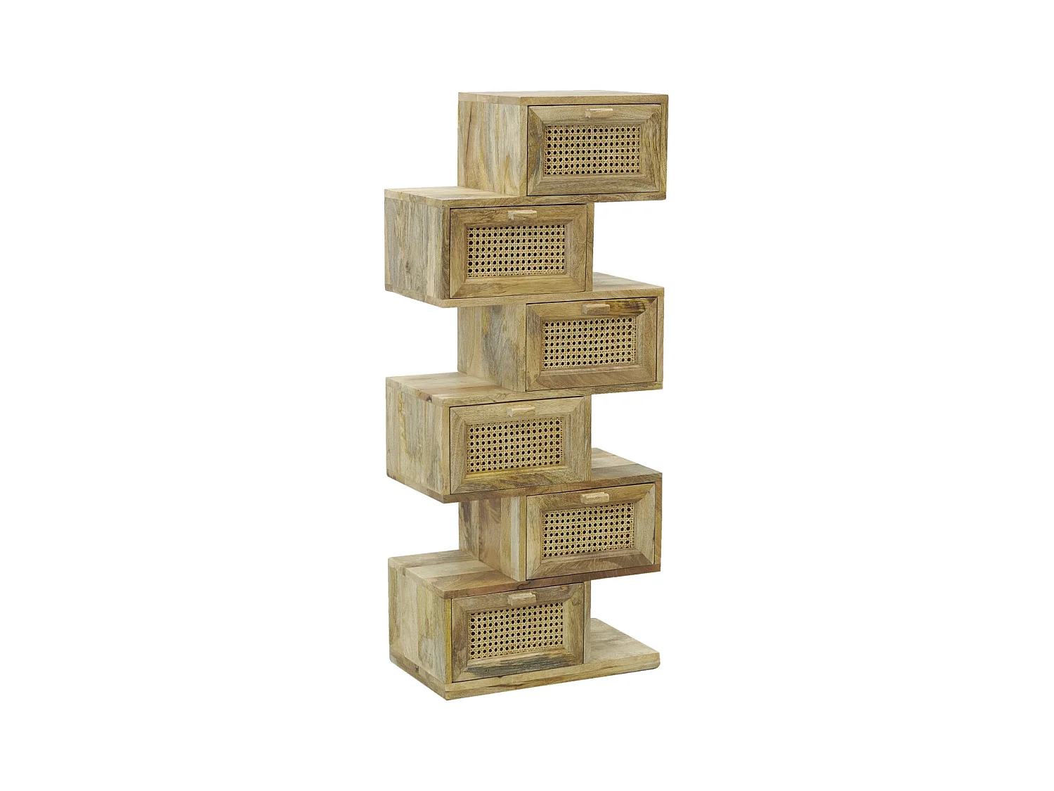 Commode Zig Zag en manguier et cannage