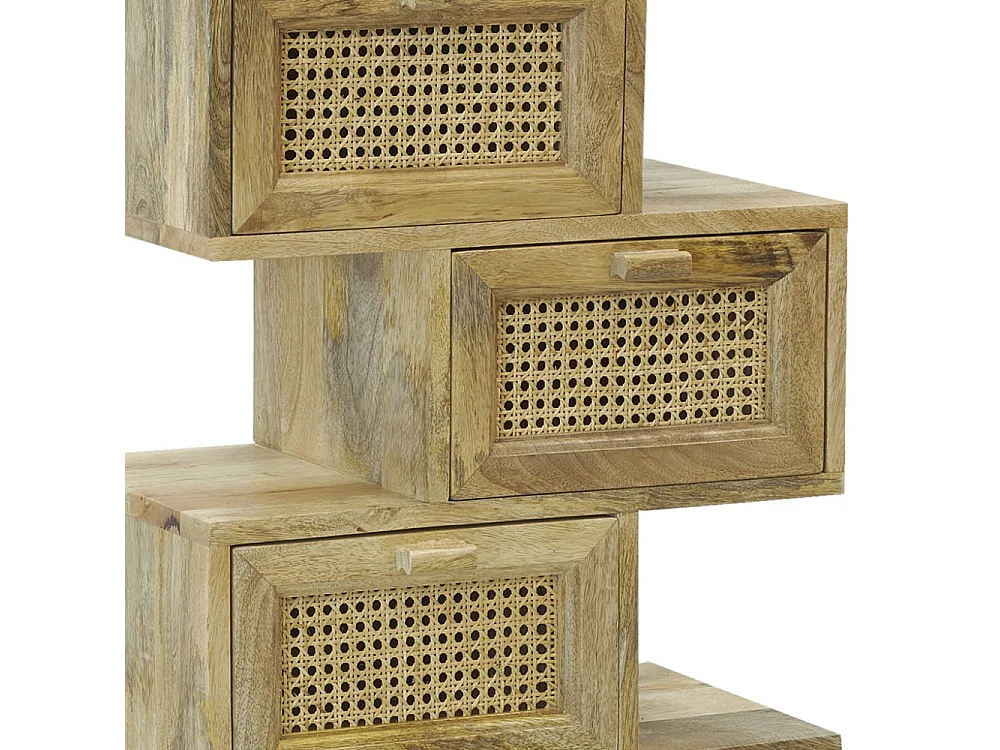 Commode Zig Zag en manguier et cannage