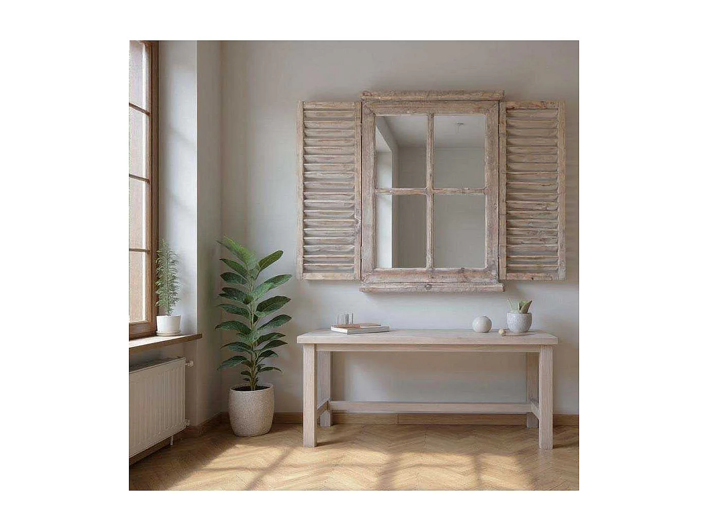 Miroir en bois teinté vieilli 76 x 6 x 57,5 cm