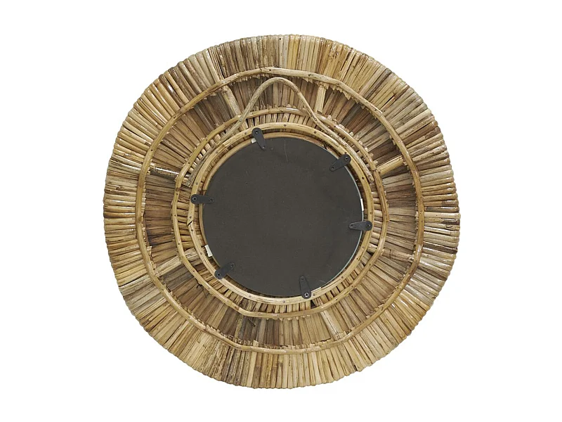 Miroir rond en rotin naturel