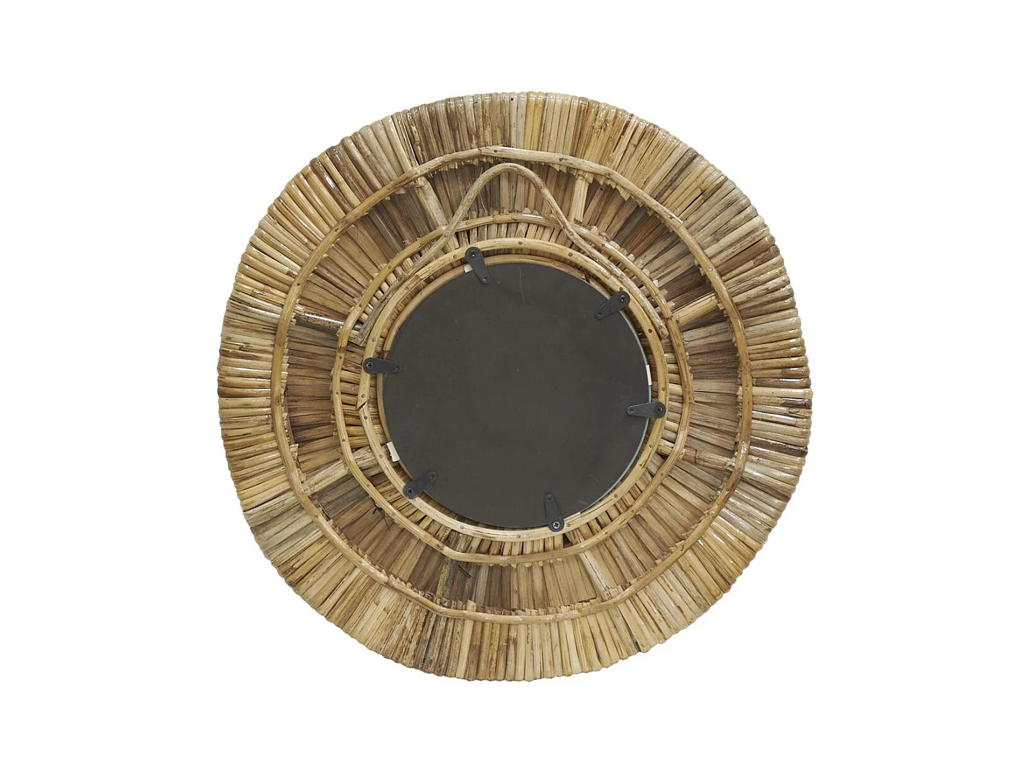 Miroir rond en rotin naturel
