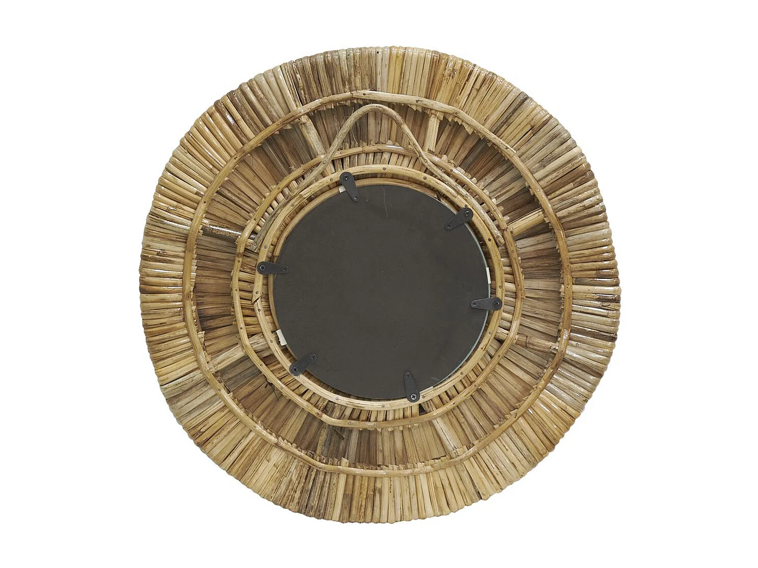 Miroir rond en rotin naturel
