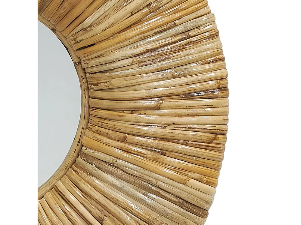 Miroir rond en rotin naturel