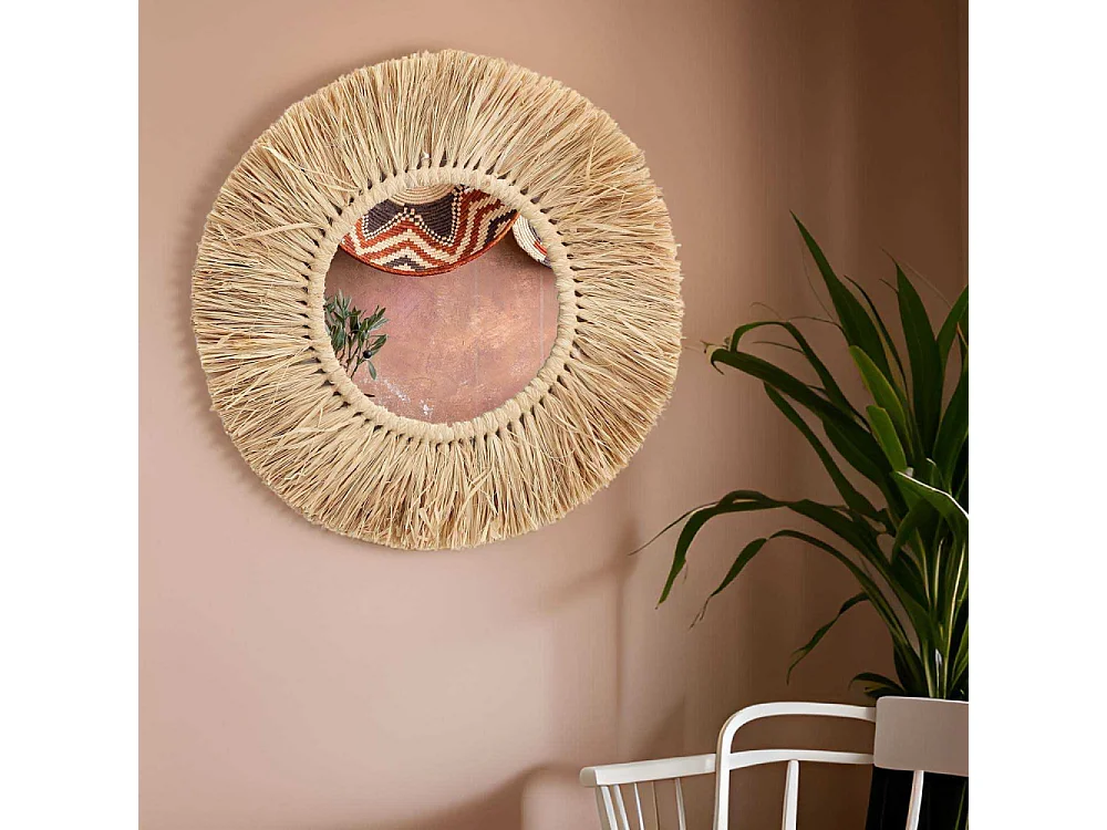 Miroir rond herbe séchée 50 cm